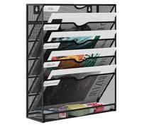 EasyPAG Metal 6 Tier A4 Wall Mounted Document Holder,Hanging Wall File Organiser,Pigeon Holes Storage,In Tray,Magazine Rack for Office & Home Upgrade,Black