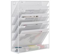 EasyPAG Metal 6 Tier A4 Wall Mounted Document Holder,Hanging Wall File Organiser,Pigeon Holes Storage,In Tray,Magazine Rack for Office & Home,White