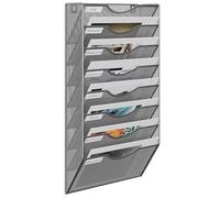 EasyPAG Metal 8 Tier A4 Wall Mounted Document Holder,Hanging Wall File Organiser,Pigeon Holes Storage,Wall Pocket,Filing Tray,Magazine Rack for Office & Home,Silver