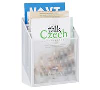 EasyPAG Metal Mesh 3 Tier Portrait A4 Wall Mounted Magazine Holder,Desk Leaflet Display Stand,File Organiser,Literature Storage Rack for Office & Home Desktop Tidy,White