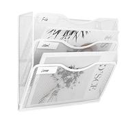 EasyPAG Office 3 Pocket Wall File Folder Holder Hanging Organizer Metal Magazine Document Rack,White