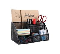 EasyPAG Office Mesh Desk Tidy Versatile Stationery Storage Desktop Organiser Pen Holder with Drawer,Black