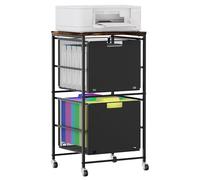 EasyPAG Rolling Storage Cart with 2 Drawers, Under Desk File Cabinet on Lockable Wheels, Moviable Hanging File Folder Organizer with Wooden Printer Stand for Home Office