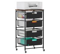 EasyPAG Rolling Storage Cart with 4 Drawers, Under Desk File Cabinet on Lockable Wheels, Moviable Hanging File Folder Organizer with Wooden Printer Stand for Home Office