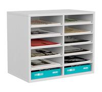 EasyPAG Wood Desktop 6 Tier 12 Compartments A4 Filing Tray Office Desk Tidy Mail Sorter File Holder Paper Organiser Magazine Storage Rack,White