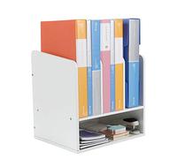 EasyPAG Wood Desktop A4 Office Desk Tidy File Holder Paper Organiser Magazine Storage Filing Rack,White