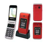 Easyphone 4G Flip Phone for Seniors - Easy to Use, Loud, Big Buttons, SOS, Long Battery Life, Large Colour 2.8" Display, Charging Dock, Unlocked Mobile, 12 Months UK Support - Red