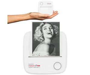 Easypix InstantFUN Pocket Printer P1 Mobile Mini Printer, Black and White Thermal Printing, Prints without Ink, with Smartphone App, Includes Sticker and Refill Paper
