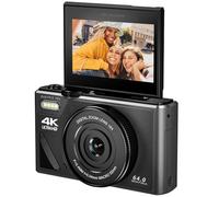 Easypix V64 Flip, Digital Camera with Flip Screen, Hinged 3.0 Inch Display, Resolution up to 64 MP, 18x Digital Zoom, WiFi, Perfect for Vlogger and Selfie Shooting