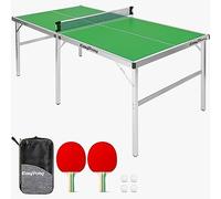 EasyPong | Green Ping Pong Table | 182x91cm | Premium Quality | Easy to Carry | Stable | Ideal for Outdoor & Indoor | 2 Rackets + 4 Balls | Table Tennis | 100% Fun