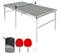 EasyPong | Grey Ping Pong Table | 182x91cm | Premium Quality | Easy to Carry | Stable | Ideal for Outdoor & Indoor | 2 Rackets + 4 Balls | Table Tennis | 100% Fun