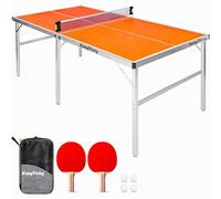 EasyPong | Orange Ping Pong Table | 182x91cm | Premium Quality | Easy to Carry | Stable | Ideal for Outdoor & Indoor | 2 Rackets + 4 Balls | Table Tennis | 100% Fun