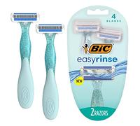 BIC EasyRinse Anti-Clogging Women's Disposable Razors for a Smoother Shave With Less Irritation*, Easy Rinse Shaving Razors With 4 Blades, 2 Count