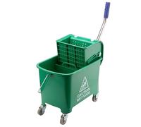 EASYROSE Mop Bucket with Wringer on Wheels, 20L Heavy Duty Commercial Mop Bucket, Industrial Kentucky Mop Pail with Heavy Duty A3 Steel Lever & Caution Sign Cleaning Cart, Green