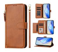 EasyShow Wallet Case for Realme C100 4G/C100X, PU Leather Phone Case Card Slots Magnetic Zipper Kickstand, Premium Flip Leather Phone Cover for Realme C100 4G/C100X Brown