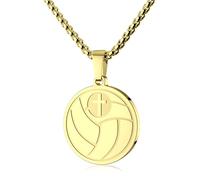 Easyski Soccer Basketball Baseball Volleyball Football Cross Athletes Sports Pendant Bible Verse Luke 1:37 Stainless Steel Necklace 22" Chain Jewelry Gift for Men Women Teens,Team Coach Gift., Medium