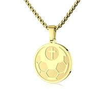 Easyski Soccer Basketball Baseball Volleyball Football Cross Athletes Sports Pendant Bible Verse Luke 1:37 Stainless Steel Necklace 22" Chain Jewelry Gift for Men Women Teens,Team Coach Gift., M