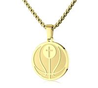 Easyski Soccer Basketball Baseball Volleyball Football Cross Athletes Sports Pendant Bible Verse Luke 1:37 Stainless Steel Necklace 22" Chain Jewelry Gift for Men Women Teens,Team Coach Gift., Medium