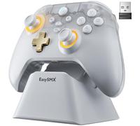 EasySMX PC Controller, Enhanced Wireless Bluetooth Pro Game Controller with Charging Dock/RGB Backlit/Hall Sensor,No Stick Drift No Dead Zone, Windows PC, Android, Steam, Switch, iOS White