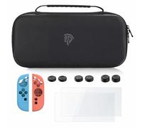 EasySMX Travel Carrying Case for Nintendo Switch - Large Volume Accessories Bundle, 1 Pack Screen Protector, 1 Pack Joy-Con Protect Case, 2 Pairs Silicone Thumb Grips | Longest Durable