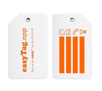 easyTag Wallet Tracker Card Cover, Tracking Card Holder with Cable Attachment | Silicone Suitcase Tag, Luggage tag Cover - Minimal Travel Accessory for Keys, Bags & Luggage (White)