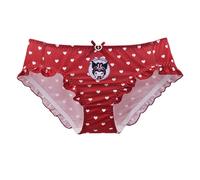 EasyTalk Cartoon Heart Pattern Panties, Ruffled Trim Underwear, Kawaii Character Design, Romantic Valentine's Day Collection, Soft Stretch Fabric with Decorative Bow,M,50969S-R
