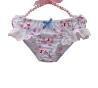 EasyTalk Cartoon Ladies' Underwear, Milk Silk Panties with Lace Trim, Strawberry Print Pattern, Side Bow Detail, Romantic Valentine's Day Collection, Soft Stretch Fabric,L,50627S-B