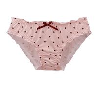 EasyTalk Japanese High School Girl Panties Teenage Kawaii Underwear Women's Ruched Bikini Knickers Heart Print Bow Soft Cute Pants (UK, Alpha, 3XL, Regular, Regular, Pink)