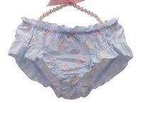 EasyTalk Japanese Kawaii Schoolgirl Panties Seamless Cute Anime Underwear for Teens Stretch Comfort Ruffle Trim Floral Print Knickers Blue