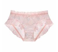 EasyTalk Japanese Kawaii Schoolgirl Panties Seamless Cute Anime Underwear for Teens Stretch Comfort Ruffle Trim Floral Print Knickers Pink