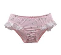EasyTalk Kawaii Milk Silk Panties with Lace Trim, Cute Animal Print Pattern, Ruffled Underwear with Bow Detail, Japanese Anime Underpanties, Soft Stretch Fabric,XL,50626S-P