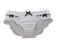 EasyTalk Ladies Lace Trim Ruched Panties, Romantic Bow Detail, Mesh Ruffles, Delicate Charm, Sweet Lorita Underpanties, Kawaii Knickers Women,XL,40805S-W