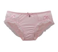 EasyTalk Ladies Lace Trim Ruched Panties, Romantic Bow Detail, Mesh Ruffles, Delicate Charm, Sweet Lorita Underpanties, Kawaii Knickers Women,M,40805S-P