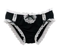 EasyTalk Ladies' Lace-Trimmed Satin Panties, Classic Brief Style with Bow Detail, Available in Black, Pink and White, Elegant Comfort Underwear,XL,TT3-B