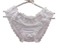 EasyTalk Ladies' Lace-Trimmed Satin Panties, Classic Brief Style with Bow Detail, Available in Black, Pink and White, Elegant Comfort Underwear,L,TT3-W