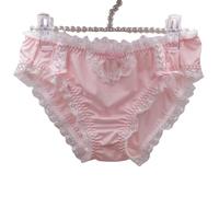EasyTalk Ladies' Lace-Trimmed Satin Panties, Classic Brief Style with Bow Detail, Available in Black, Pink and White, Elegant Comfort Underwear,XL,TT3-P