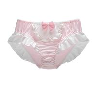 EasyTalk Lolita Style Princess Ruffle Panties, Sweet Bow Decor Low Rise Briefs, Soft Stretchy Casual Japanese Style Knickers, Cute Feminine Lingerie for Teens & Women in UK,L,211244S-P