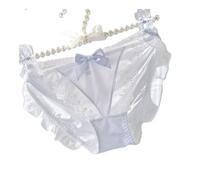 EasyTalk Luxury Sheer Mesh Lace Briefs for Women, Low Rise Ruffle Panties with Satin Bow, Breathable Soft Stretchy Lingerie in UK Standard Sizes,XXL,HY186-B