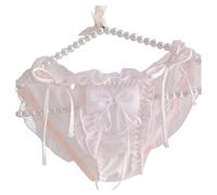 EasyTalk Panties, Cute, High School Students, Bowknots, Lace, Women's Panties, Artificial Silk Fabric, Seductive, Soft, Non-restrictive, Breathable White