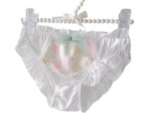 EasyTalk Panties, Cute, High School Students, Preppy Bowknots, Elegant, Lace, Girl Atmosphere, Non-Sewing, Skin-friendly Panties, Fluffy, Women's Underwear (UK, Alpha, XL, Regular, Regular, XB432-W)