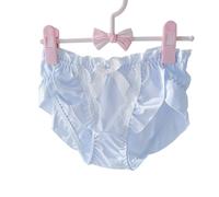 EasyTalk Panties, Cute, High School Students, Preppy Bowknots, Elegant, Lace, Girl Atmosphere, Non-Sewing, Skin-friendly Panties, Fluffy, Breathable, Comfortable, Thin, Women's Underwear, blue, L
