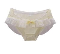 EasyTalk Sexy Sheer Tulle Ruffle Panties for Women, Lace Trim Briefs with Satin Bow, Seductive Feminine Lingerie for UK Ladies, Low Rise Brief Underwear,M,XB0512-4Y