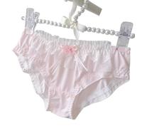 EasyTalk Womens Cute Knickers, Elegant Satin Panties with Lace Trim, Bow Detail, Floral Embroidered Waistband, Romantic Valentine's Day Collection, Milk Silk Fabric,L,XB016-P