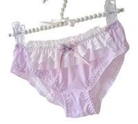 EasyTalk Womens Cute Knickers, Elegant Satin Panties with Lace Trim, Bow Detail, Floral Embroidered Waistband, Romantic Valentine's Day Collection, Milk Silk Fabric,L,XB016-PP