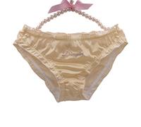 EasyTalk Women's Sexy Satin Ruffle Briefs,Soft Stretchy Low Rise Panties, Embroidered Logo, Seductive Feminine Lingerie for UK Ladies,L,23017-Y