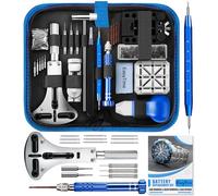EasyTime Watch Link Removal Kit: Professional Watch Battery Replacement and Band Resizing Tool with Back Case Opener, Spring Bar, Screwdrivers, Pins (Blue Bag), Blue