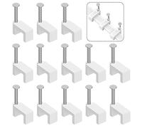 Easytle Cable Clips 100 Pcs 8mm Flat White Nail in Cable Clips for Cords Cat5/Cat5e/Cat6/Cat7 RJ45 Cord Clips