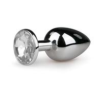EasyToys Anal Collection Silver Buttplug with Crystal, 7.2 cm/2.83 Inch, Small, Metal Buttplug, Several Sizes and Colours