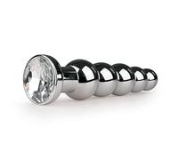 EasyToys Anal Collection Silver Spherical Buttplug with Diamond, 14 cm/5.51 Inch - Metal Buttplug, Several Designs