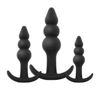 EasyToys - Beaded Anal Plug Set - 3 Pieces (Black)
